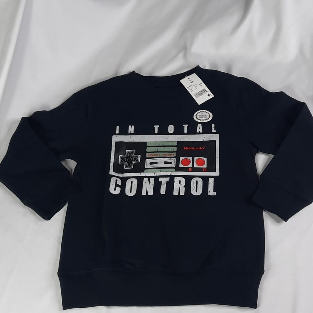 Official Nintendo Boys In Total Control Crew Neck Sweatshirt Black XS